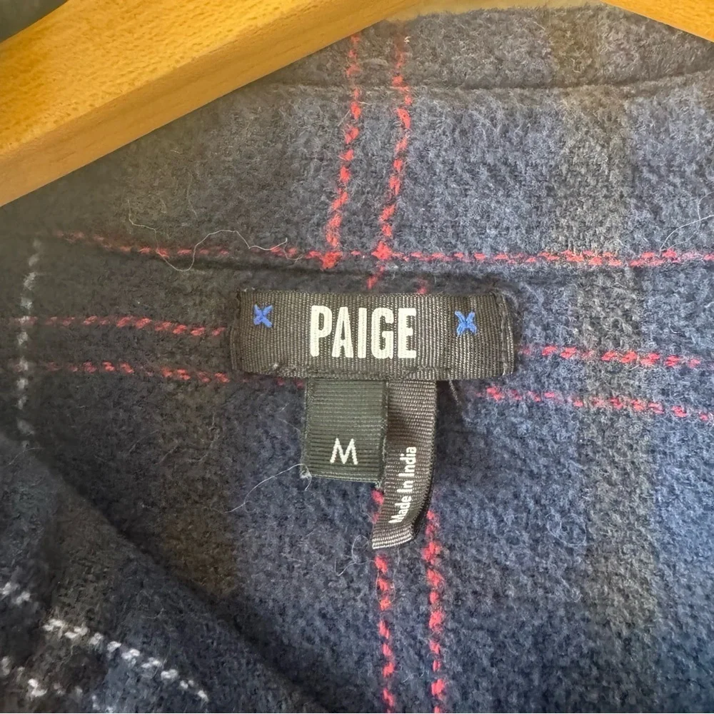 Paige Williams Plaid Button-Up Flannel Shirt Jacket in Navy night - Size M